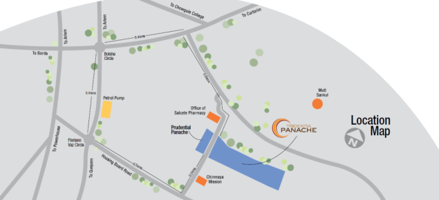 Location map of Tridentia Panache at Gogol, Margao, Goa