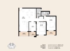 2 BHK – Type 1 – Area 127 Sq. Mts.